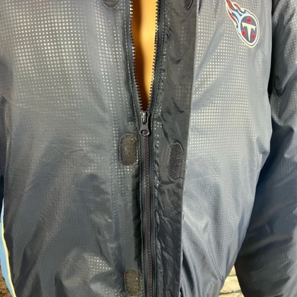 Vtg Tennessee Titans NFL Blue Puffer‎ Jacket W/hood L
